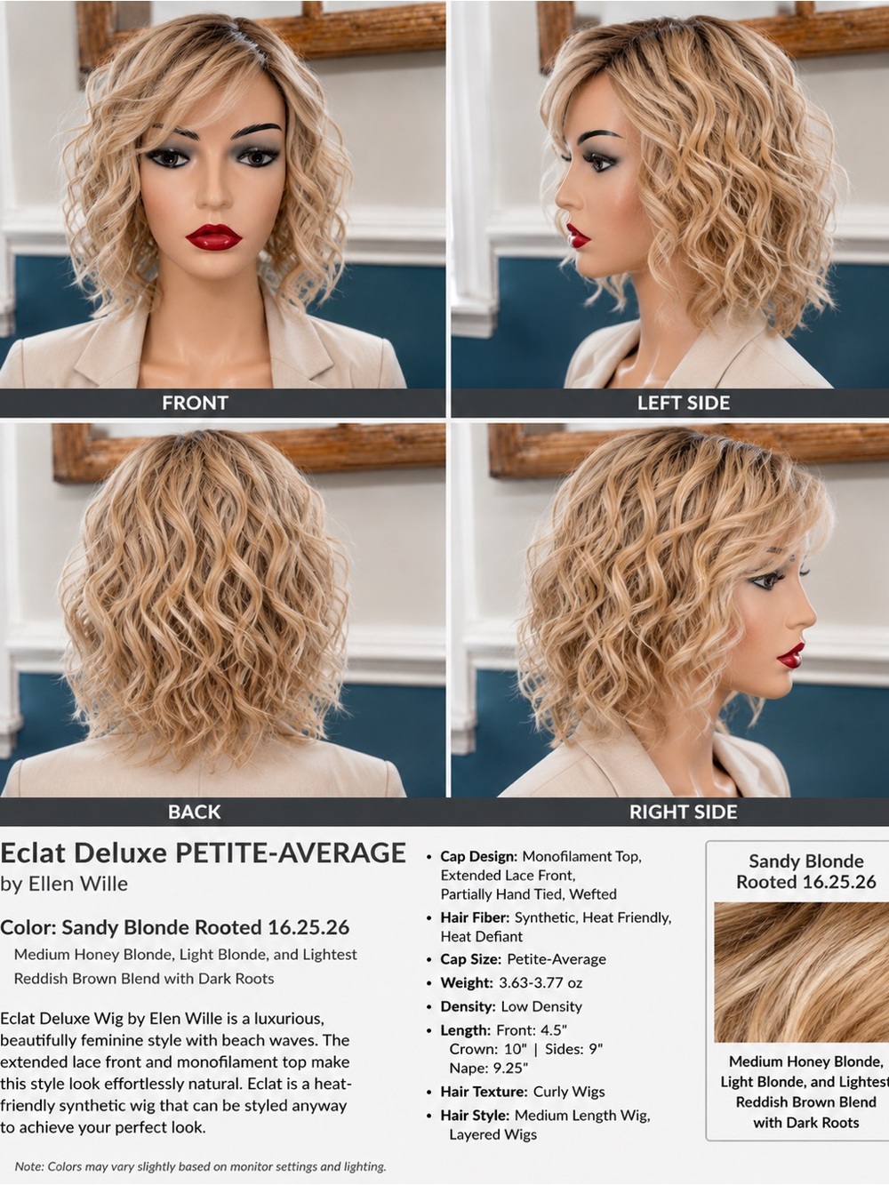 Eclat Deluxe— Petite-Average— by Ellen Wille in Sandy Blonde Rooted 16.25.26